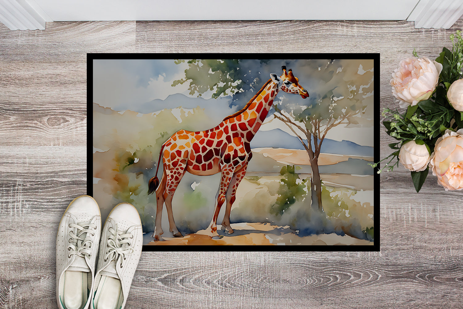 Giraffe Doormat Indoor Outdoor 24H X 36W Front Door Mat Rugs for Entryway, Non Slip Washable Low Pile,