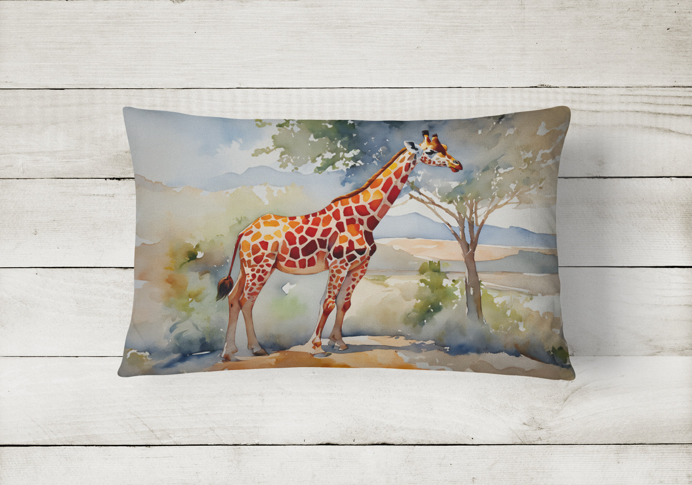 Giraffe Decorative Throw Pillow 12x16 Indoor Outdoor Accent Cushion, Fabric Cover with Insert for Sofa, Bed, Porch & Living Room