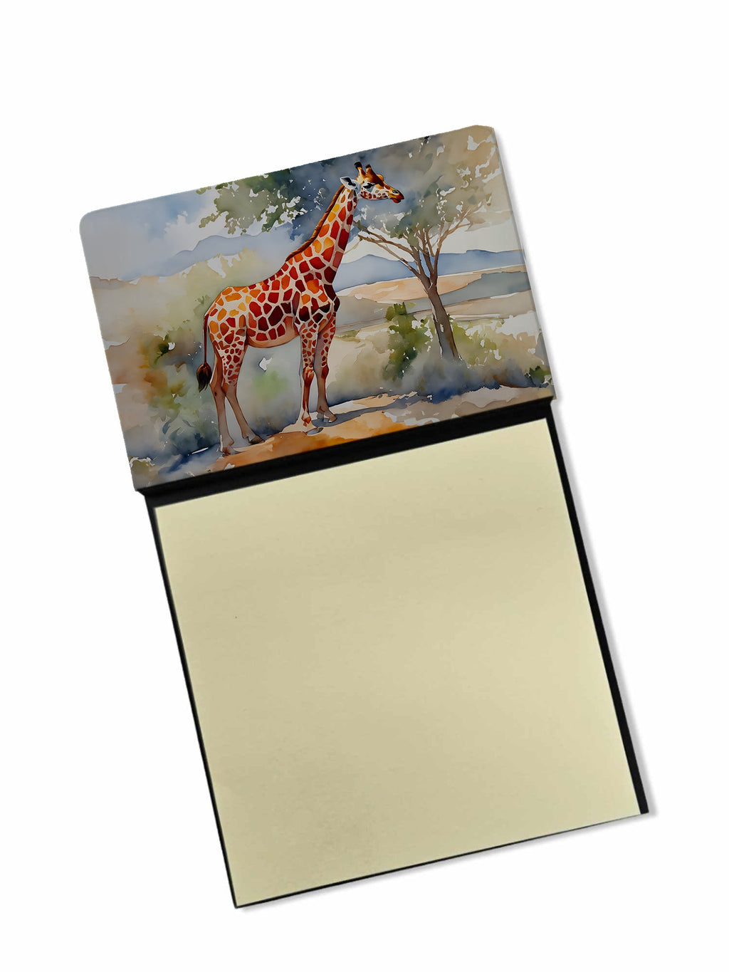 Giraffe Watercolor Sticky Note Holder Refillable Dispenser Desk Accessory 3x3 Pad Gift