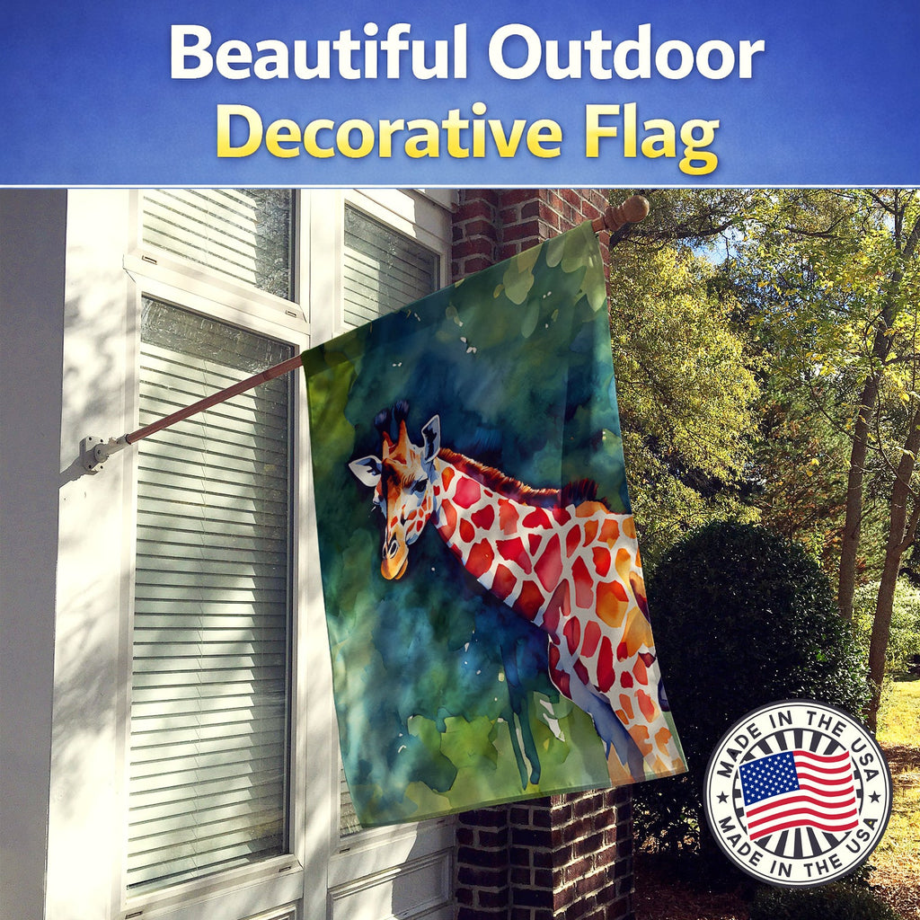 Giraffe House Flag 28x40 Porch Sleeve Pole Decorative Outside Yard Banner Artwork Wall Hanging, Polyester