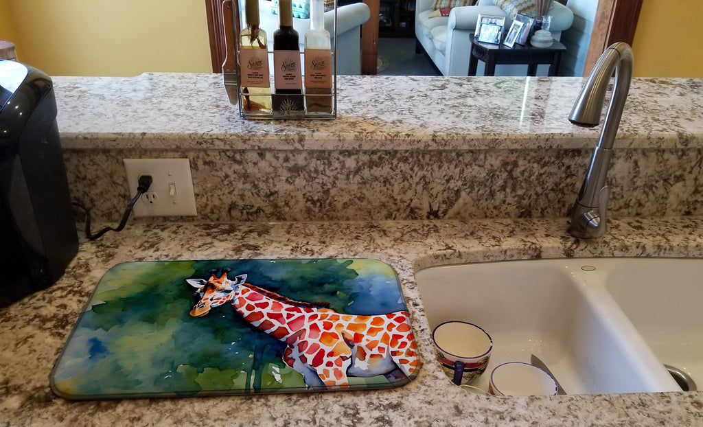 Giraffe Dish Drying Mat Absorbent Dish Drying Mat Pad for Kitchen Counter Dish Drainer Mat for Countertop, 14 x 21", Multicolor