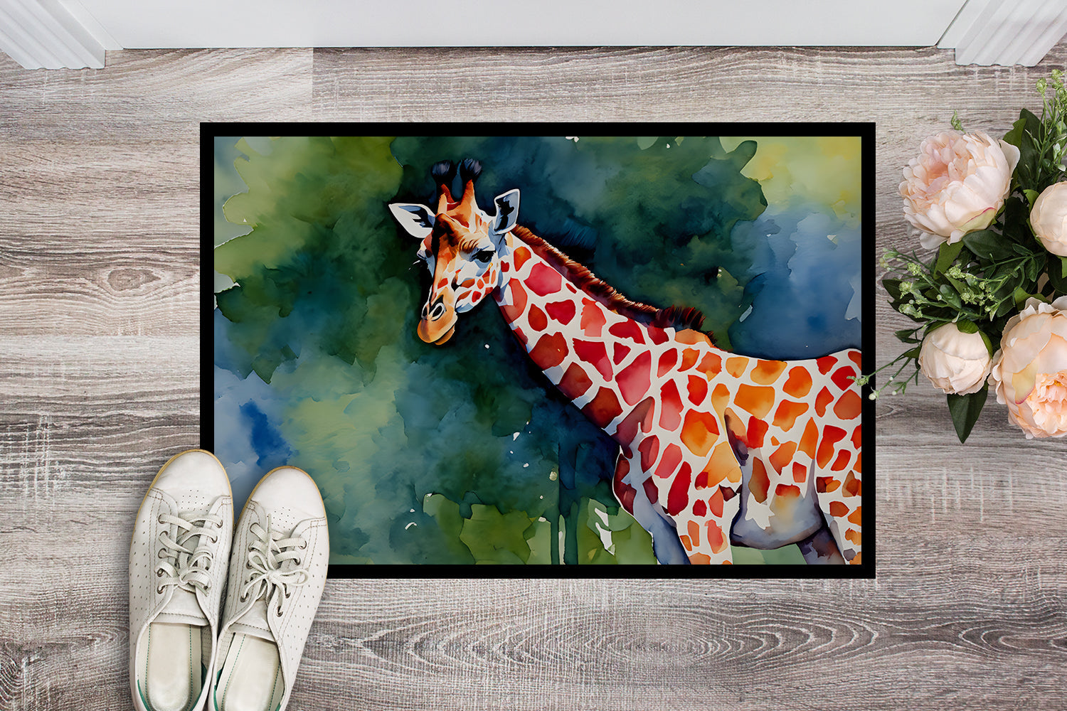 Giraffe Doormat Indoor Outdoor 24H X 36W Front Door Mat Rugs for Entryway, Non Slip Washable Low Pile,