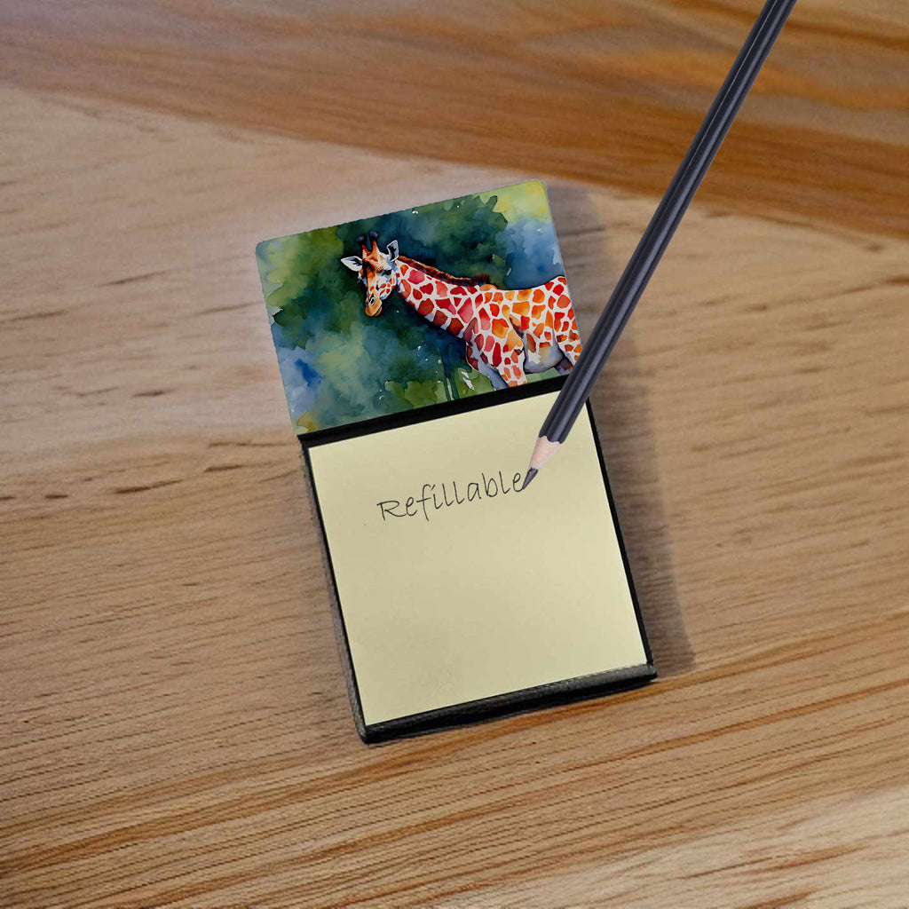 Giraffe Watercolor Sticky Note Holder Refillable Dispenser Desk Accessory 3x3 Pad Gift