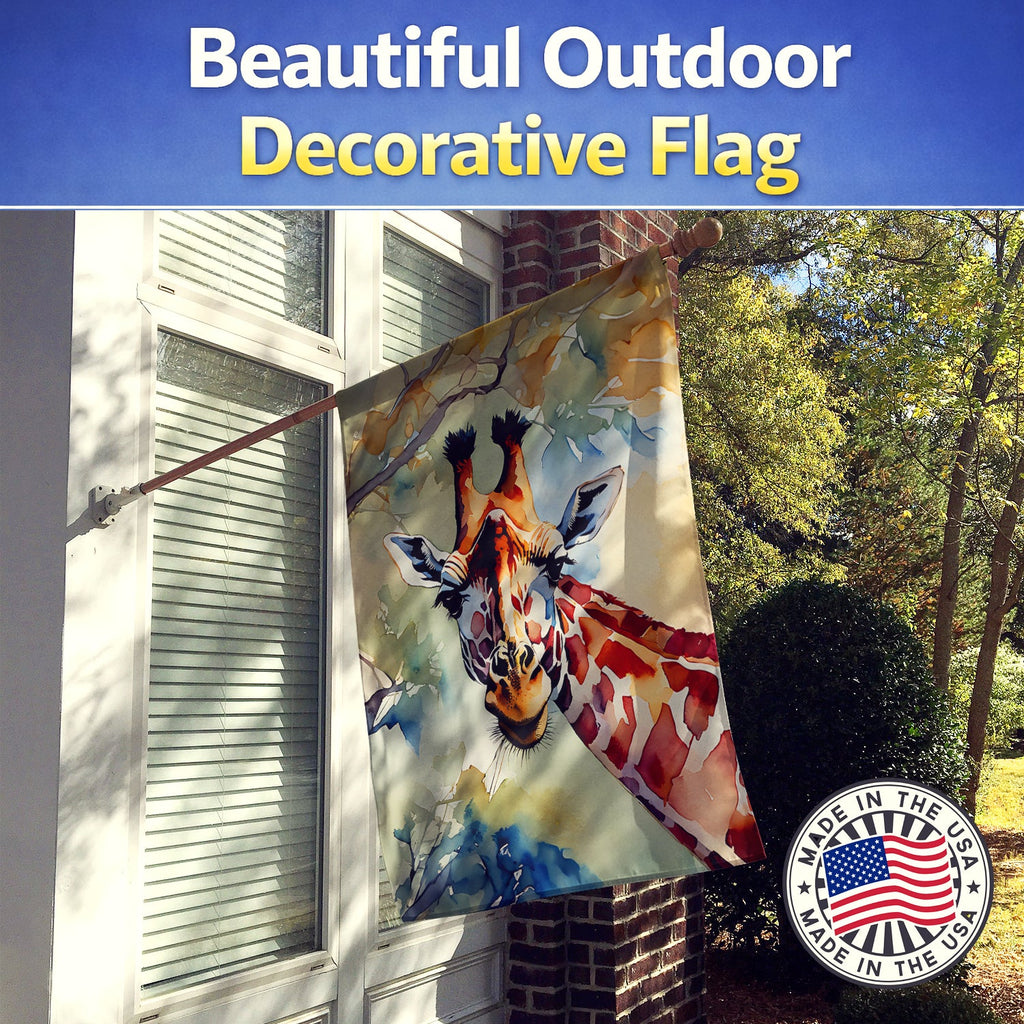 Giraffe House Flag 28x40 Porch Sleeve Pole Decorative Outside Yard Banner Artwork Wall Hanging, Polyester