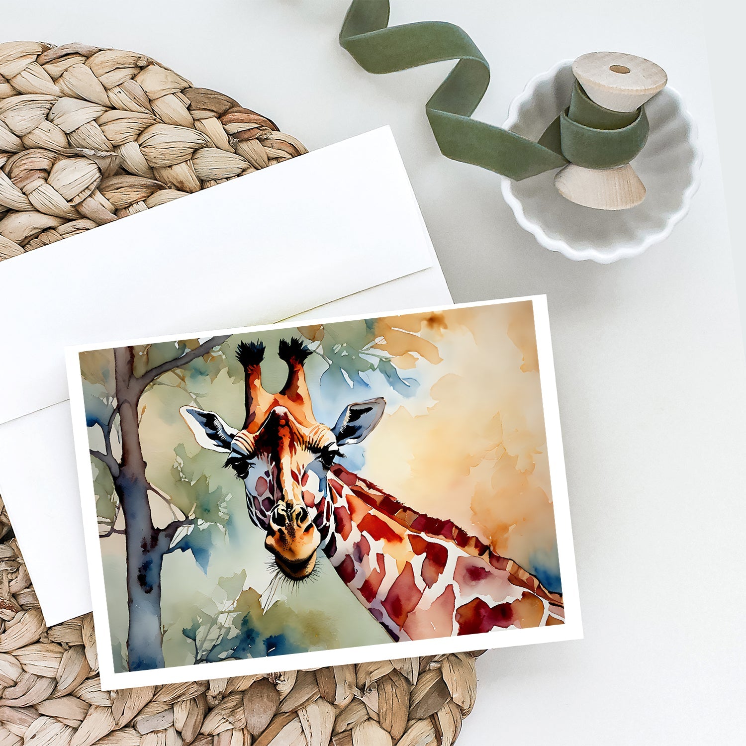 Giraffe Greeting Cards Pack of 8 Blank Cards with Envelopes Whimsical A7 Size 5x7