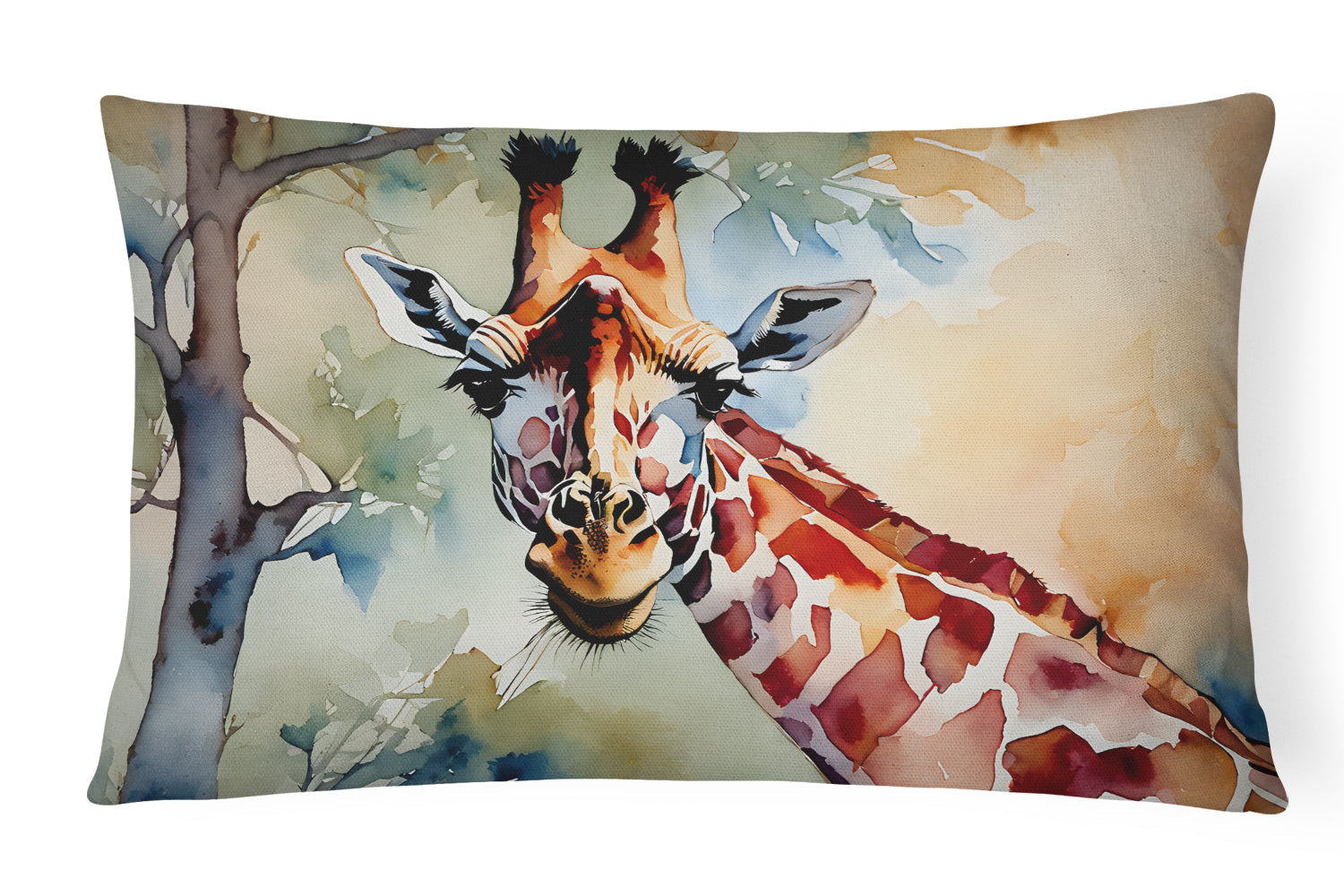 Giraffe Decorative Throw Pillow 12x16 Indoor Outdoor Accent Cushion, Fabric Cover with Insert for Sofa, Bed, Porch & Living Room