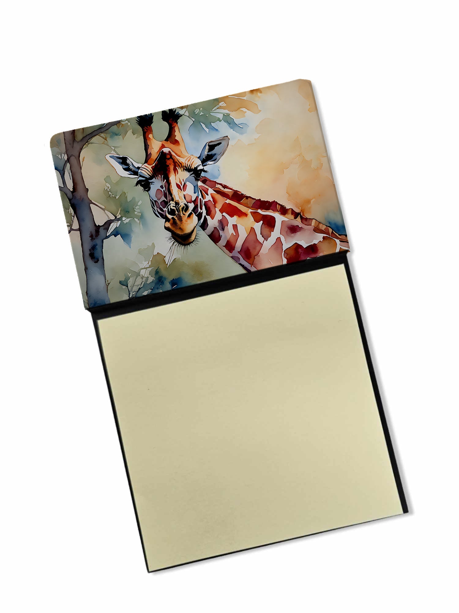 Giraffe Watercolor Sticky Note Holder Refillable Dispenser Desk Accessory 3x3 Pad Gift