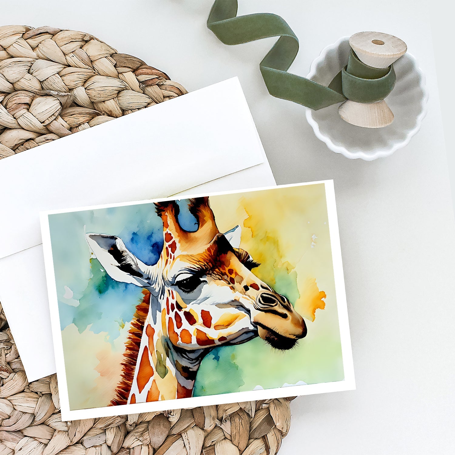 Giraffe Greeting Cards Pack of 8 Blank Cards with Envelopes Whimsical A7 Size 5x7