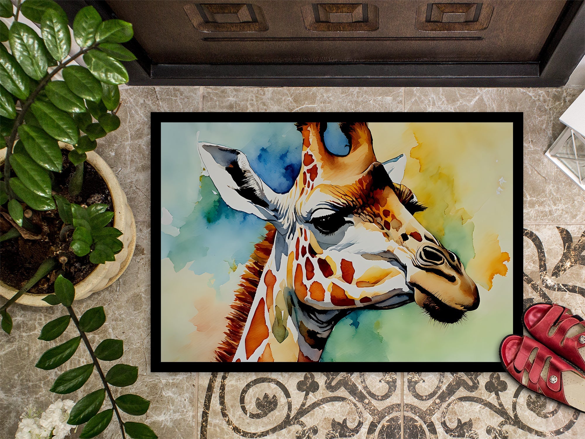 Giraffe Doormat Indoor Outdoor 24H X 36W Front Door Mat Rugs for Entryway, Non Slip Washable Low Pile,