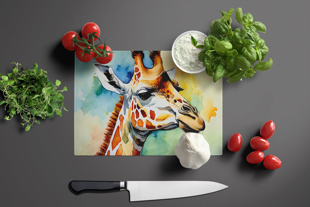 Giraffe Cutting Board Tempered Glass Kitchen Cutting Surface, Heat Resistant Chopping, Non-Slip Feet, Food Prep & Serving