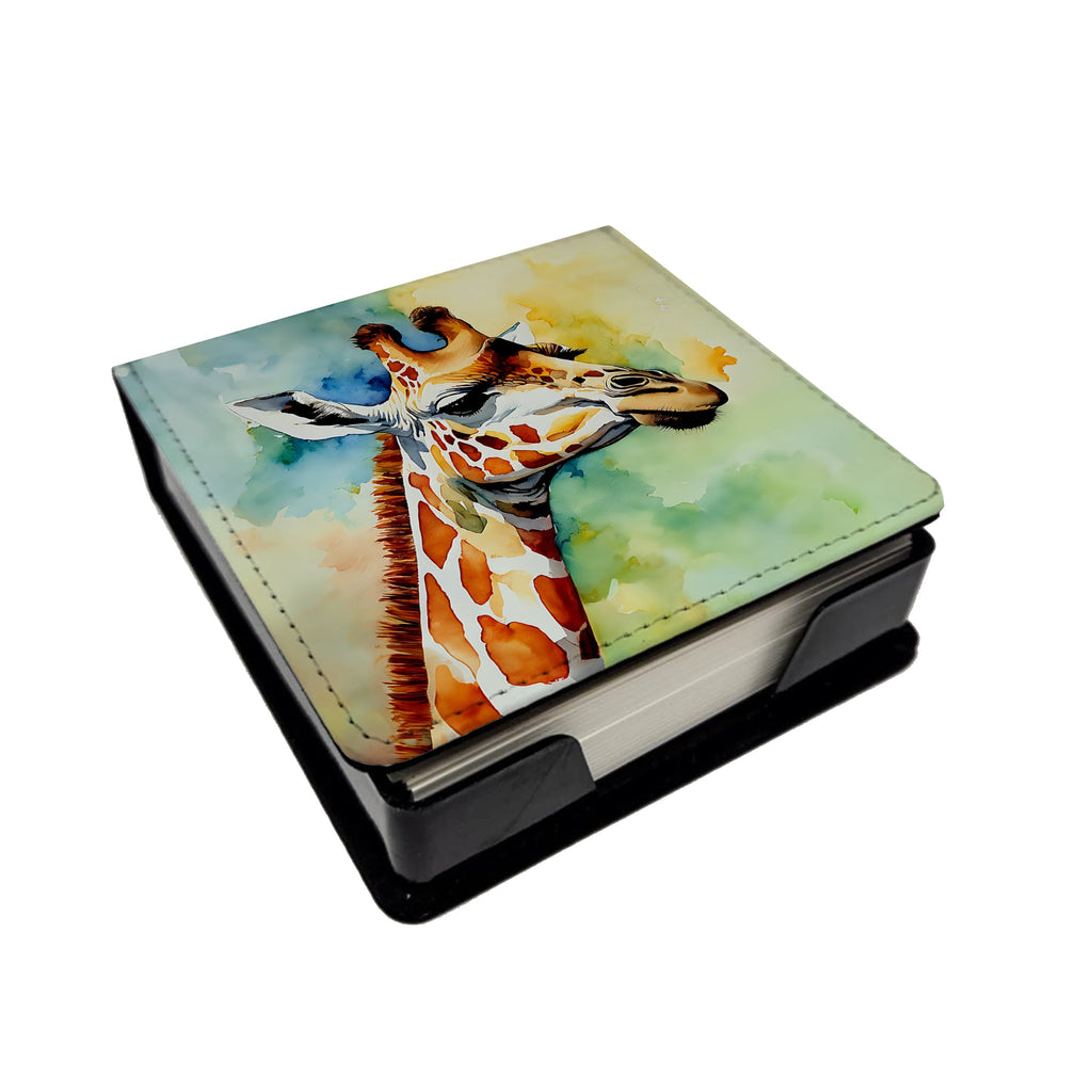 Giraffe PU Leather Note Paper Holder with Artist-Designed Cover, Desk Accessory, Office Gift