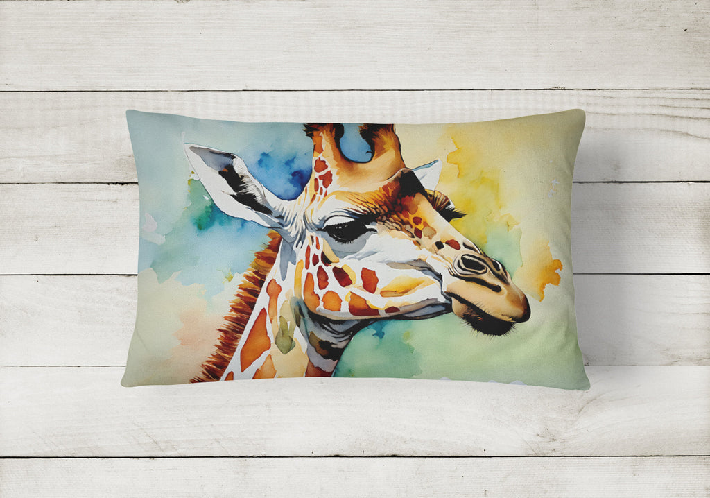 Giraffe Decorative Throw Pillow 12x16 Indoor Outdoor Accent Cushion, Fabric Cover with Insert for Sofa, Bed, Porch & Living Room