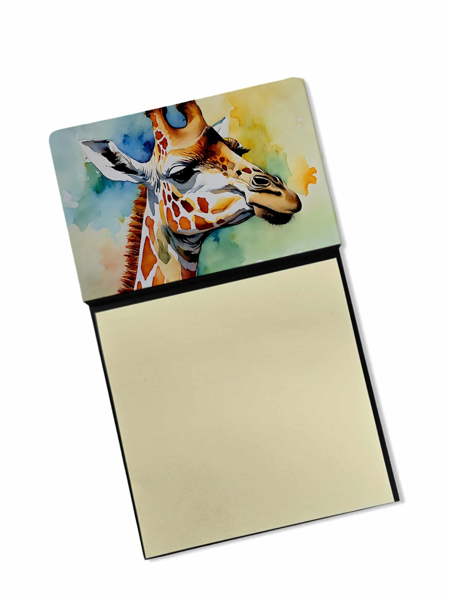 Giraffe Watercolor Sticky Note Holder Refillable Dispenser Desk Accessory 3x3 Pad Gift