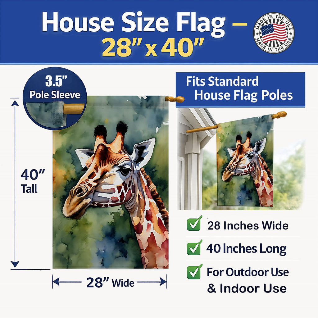 Giraffe House Flag 28x40 Porch Sleeve Pole Decorative Outside Yard Banner Artwork Wall Hanging, Polyester