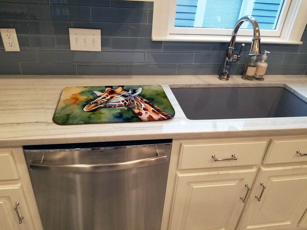 Giraffe Dish Drying Mat Absorbent Dish Drying Mat Pad for Kitchen Counter Dish Drainer Mat for Countertop, 14 x 21", Multicolor