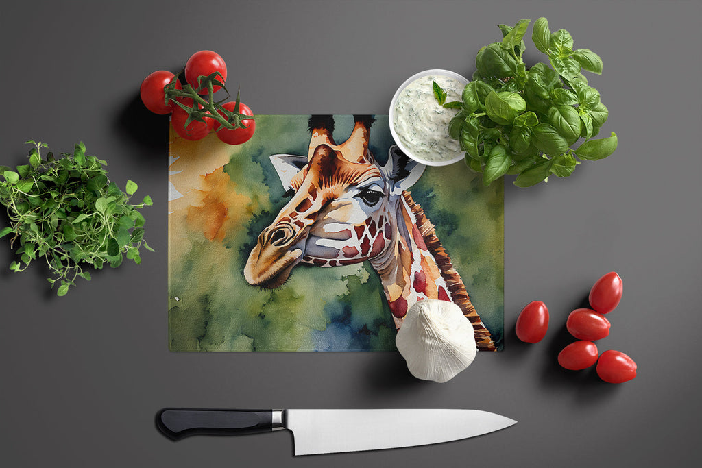 Giraffe Cutting Board Tempered Glass Kitchen Cutting Surface, Heat Resistant Chopping, Non-Slip Feet, Food Prep & Serving