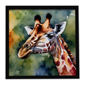 Giraffe Framed Metal Print Bathroom, Kitchen, Office, Home Decor Wall Art Ready to Hang, Square, 8X8