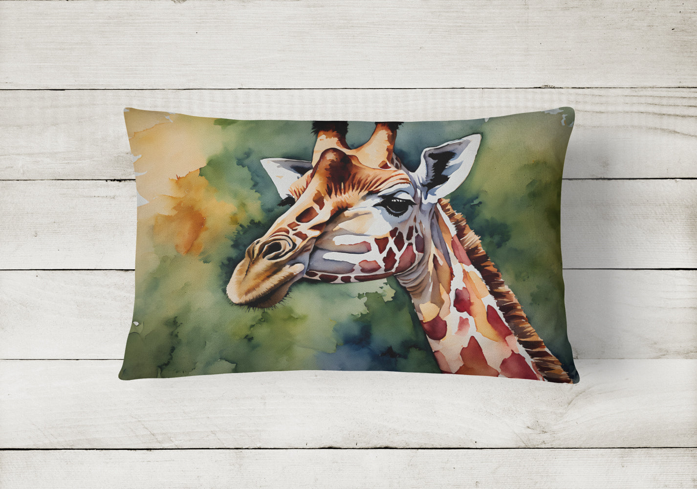 Giraffe Decorative Throw Pillow 12x16 Indoor Outdoor Accent Cushion, Fabric Cover with Insert for Sofa, Bed, Porch & Living Room
