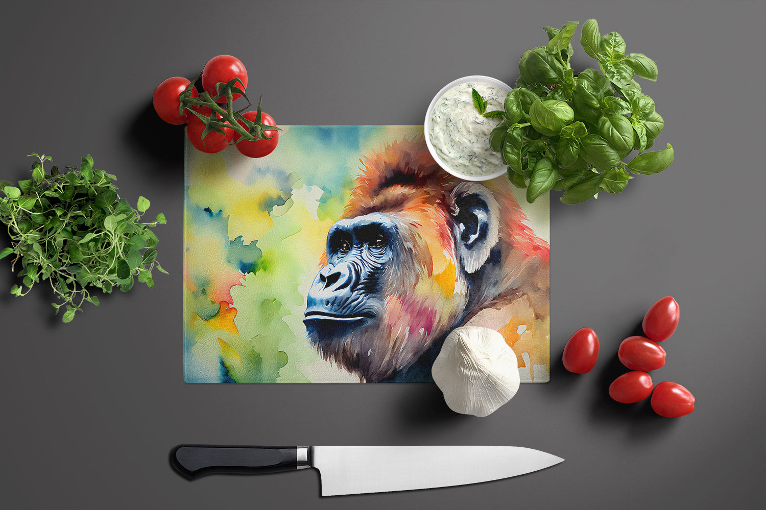 Gorilla Cutting Board Tempered Glass Kitchen Cutting Surface, Heat Resistant Chopping, Non-Slip Feet, Food Prep & Serving