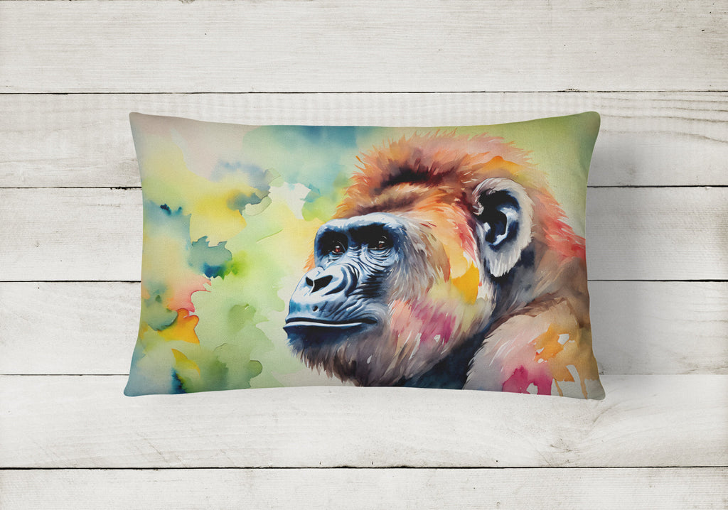 Gorilla Decorative Throw Pillow 12x16 Indoor Outdoor Accent Cushion, Fabric Cover with Insert for Sofa, Bed, Porch & Living Room