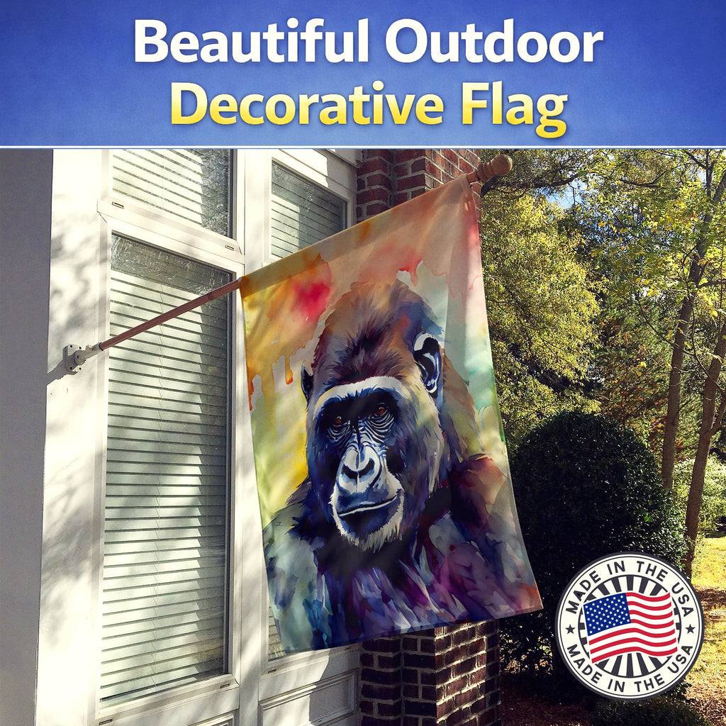 Gorilla House Flag 28x40 Porch Sleeve Pole Decorative Outside Yard Banner Artwork Wall Hanging, Polyester
