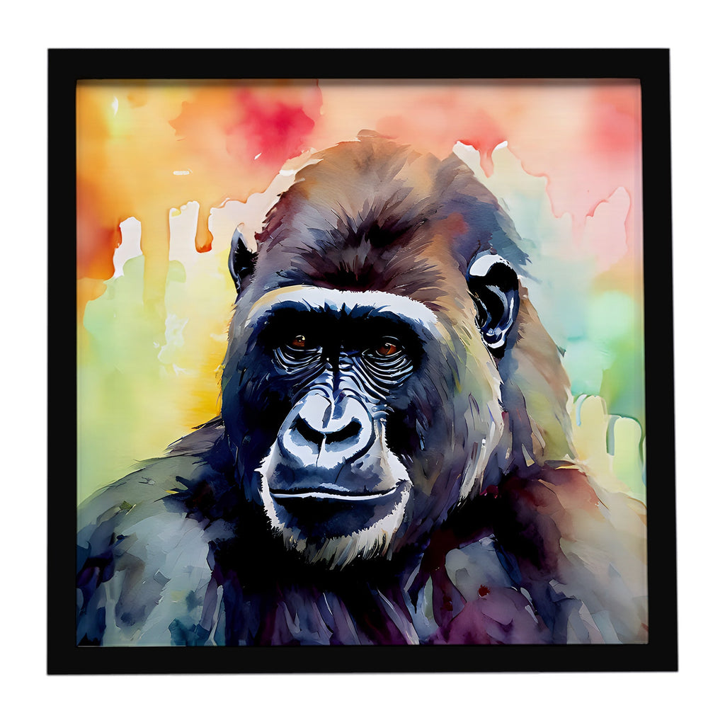 Gorilla Framed Metal Print Bathroom, Kitchen, Office, Home Decor Wall Art Ready to Hang, Square, 8X8