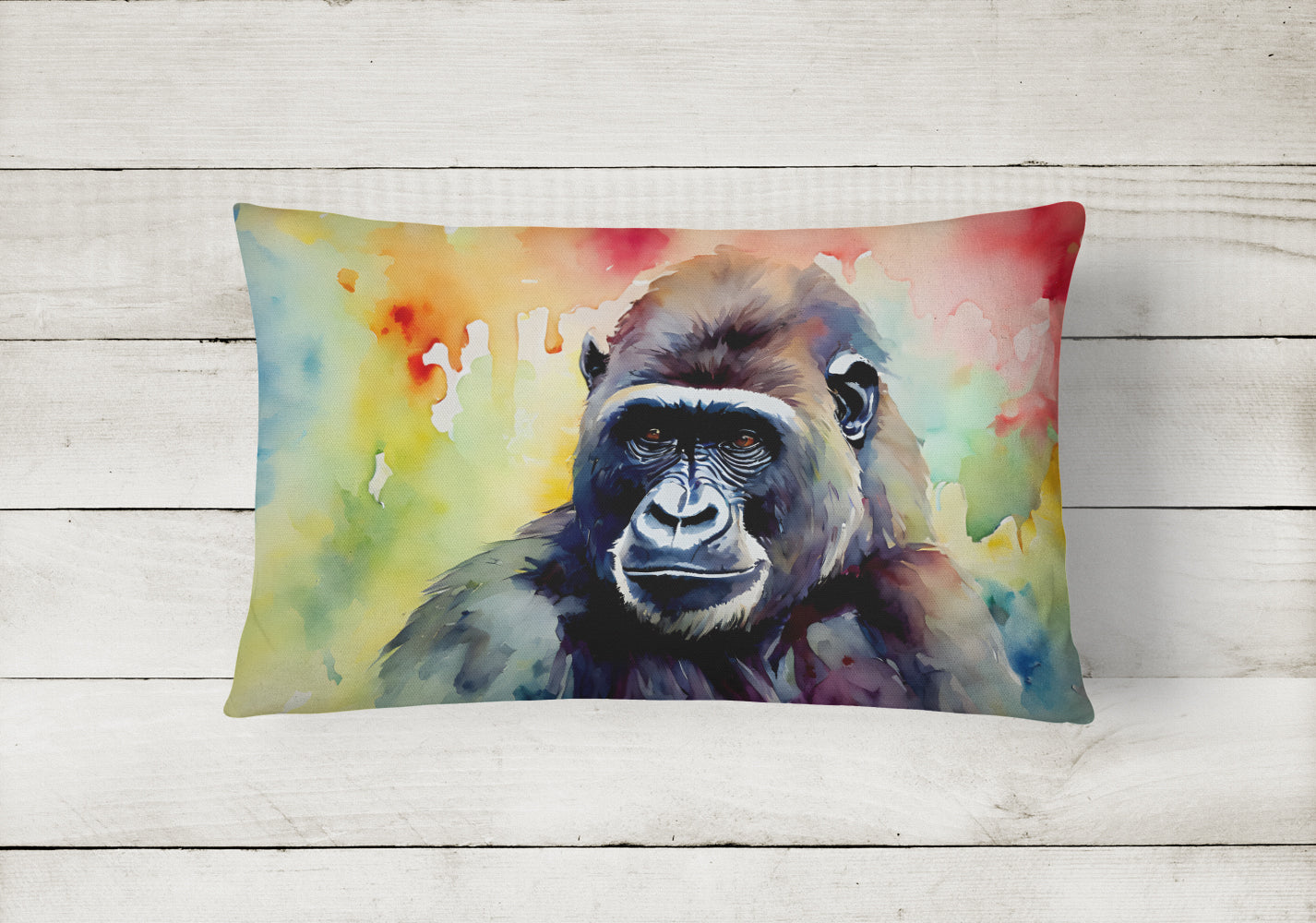 Gorilla Decorative Throw Pillow 12x16 Indoor Outdoor Accent Cushion, Fabric Cover with Insert for Sofa, Bed, Porch & Living Room