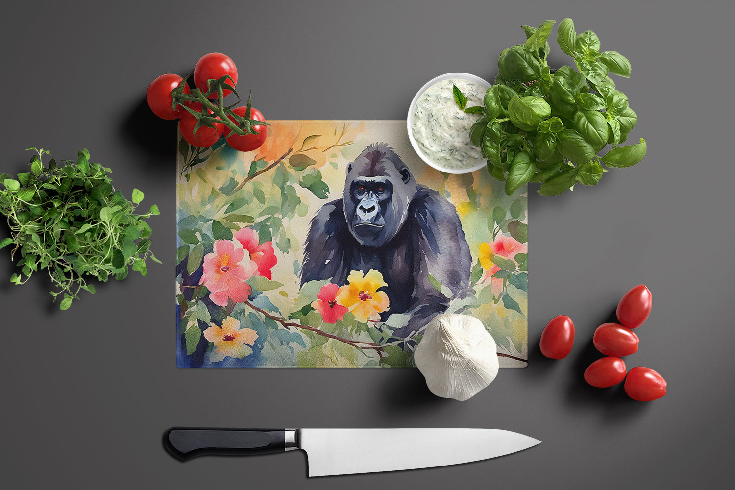 Gorilla Cutting Board Tempered Glass Kitchen Cutting Surface, Heat Resistant Chopping, Non-Slip Feet, Food Prep & Serving