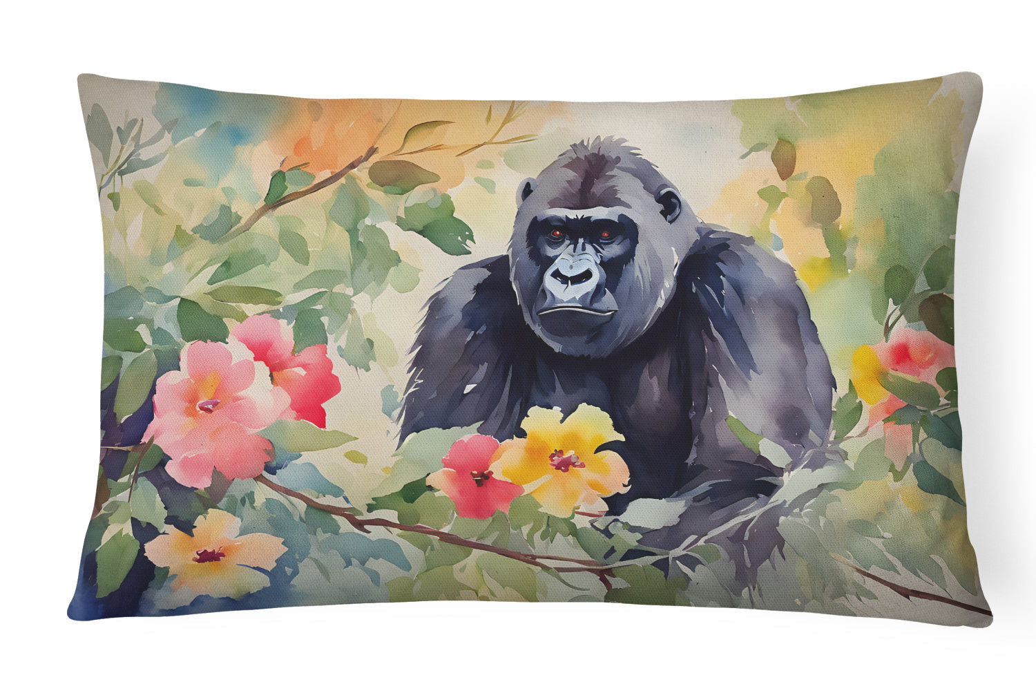 Gorilla Decorative Throw Pillow 12x16 Indoor Outdoor Accent Cushion, Fabric Cover with Insert for Sofa, Bed, Porch & Living Room