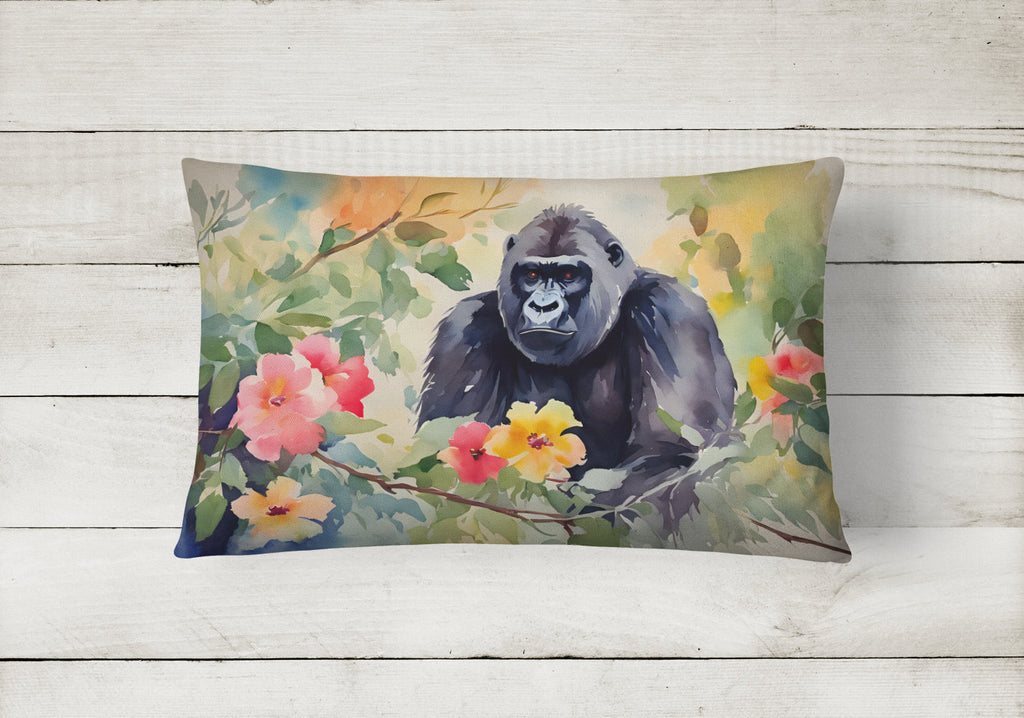 Gorilla Decorative Throw Pillow 12x16 Indoor Outdoor Accent Cushion, Fabric Cover with Insert for Sofa, Bed, Porch & Living Room