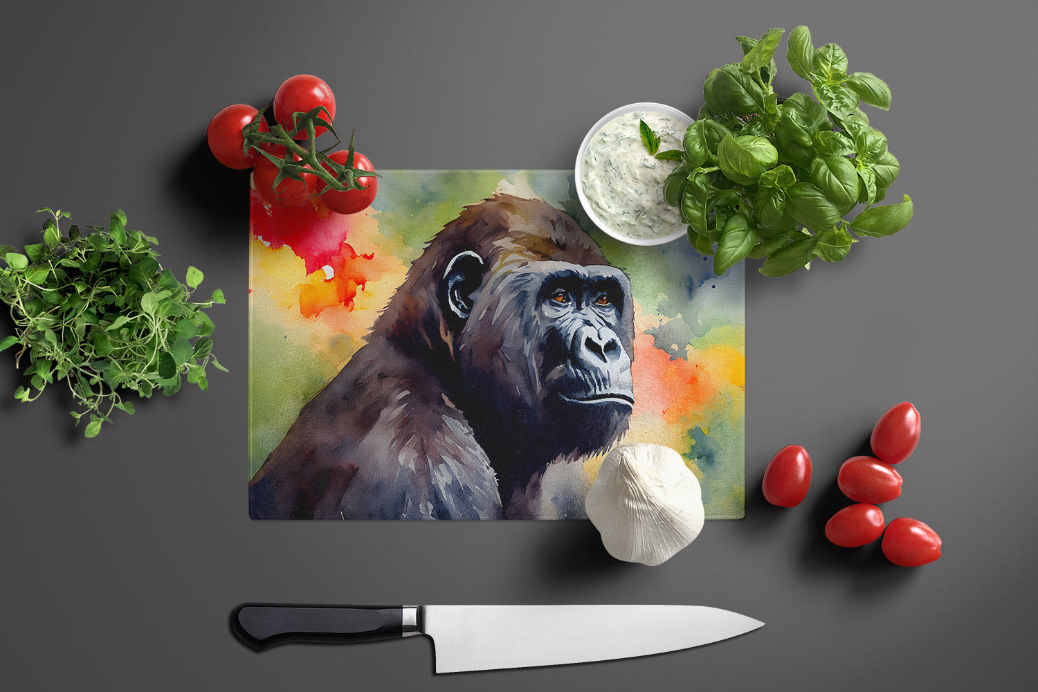 Gorilla Cutting Board Tempered Glass Kitchen Cutting Surface, Heat Resistant Chopping, Non-Slip Feet, Food Prep & Serving