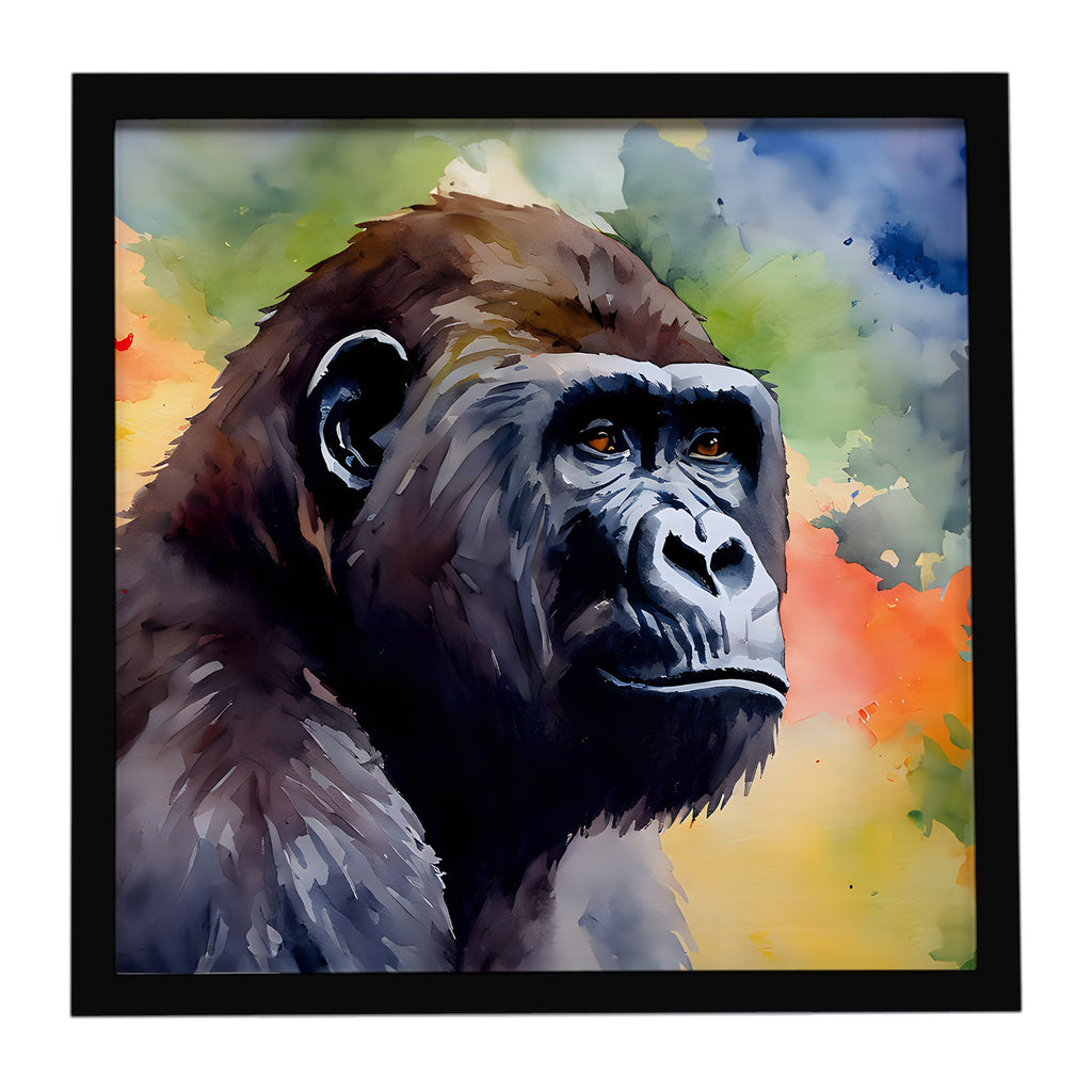 Gorilla Framed Metal Print Bathroom, Kitchen, Office, Home Decor Wall Art Ready to Hang, Square, 8X8