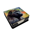 Gorilla PU Leather Note Paper Holder with Artist-Designed Cover, Desk Accessory, Office Gift