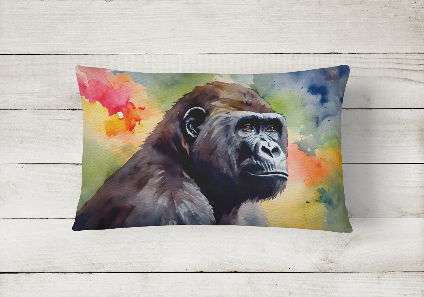 Gorilla Decorative Throw Pillow 12x16 Indoor Outdoor Accent Cushion, Fabric Cover with Insert for Sofa, Bed, Porch & Living Room
