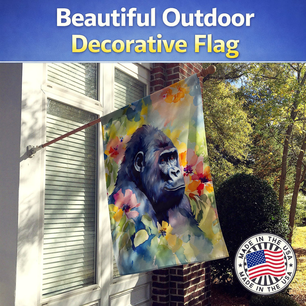 Gorilla House Flag 28x40 Porch Sleeve Pole Decorative Outside Yard Banner Artwork Wall Hanging, Polyester