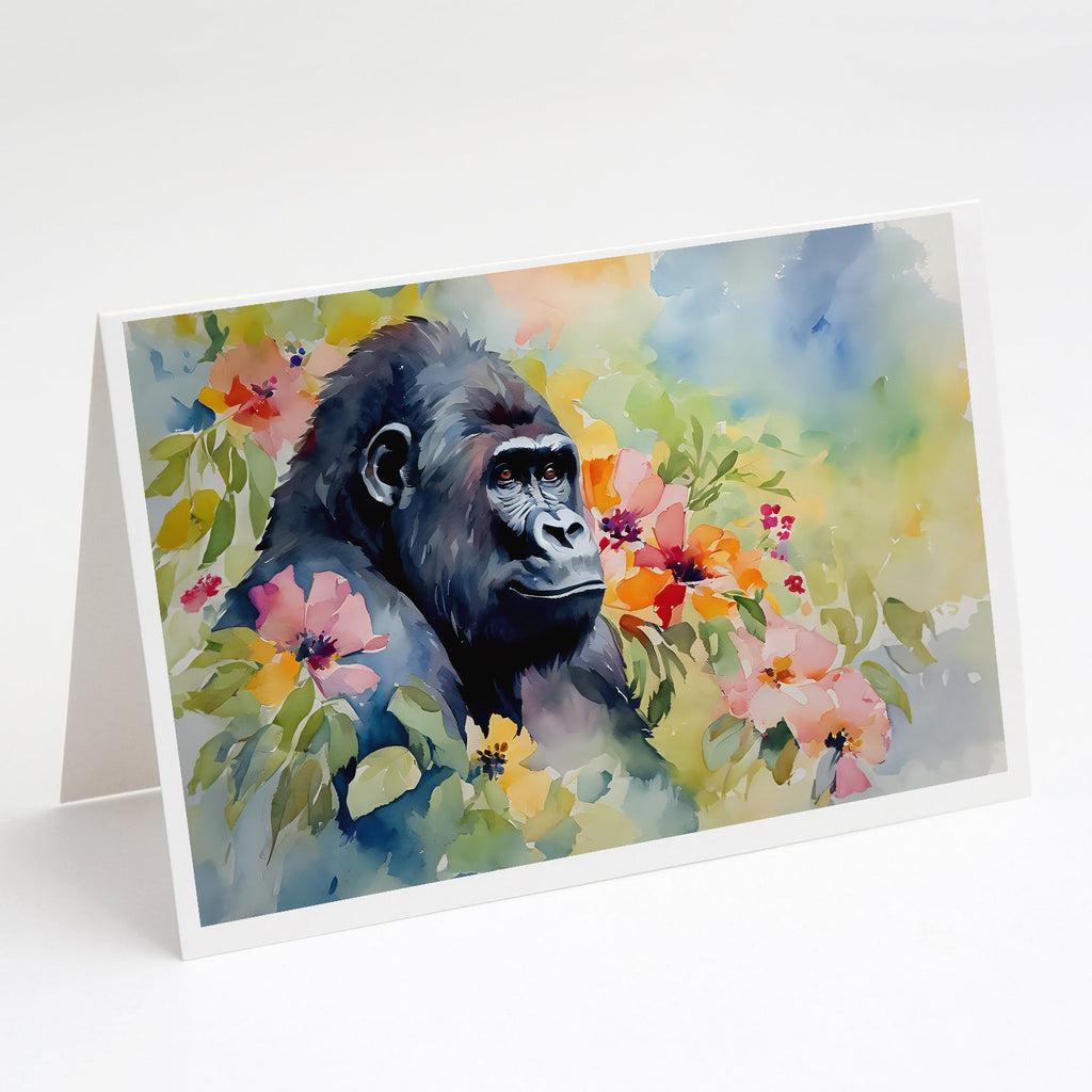 Gorilla Greeting Cards Pack of 8 Blank Cards with Envelopes Whimsical A7 Size 5x7