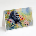 Gorilla Greeting Cards Pack of 8 Blank Cards with Envelopes Whimsical A7 Size 5x7