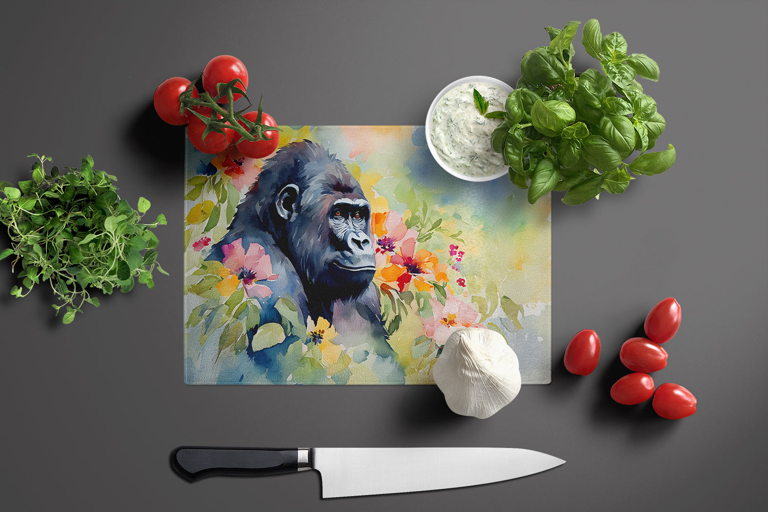 Gorilla Cutting Board Tempered Glass Kitchen Cutting Surface, Heat Resistant Chopping, Non-Slip Feet, Food Prep & Serving