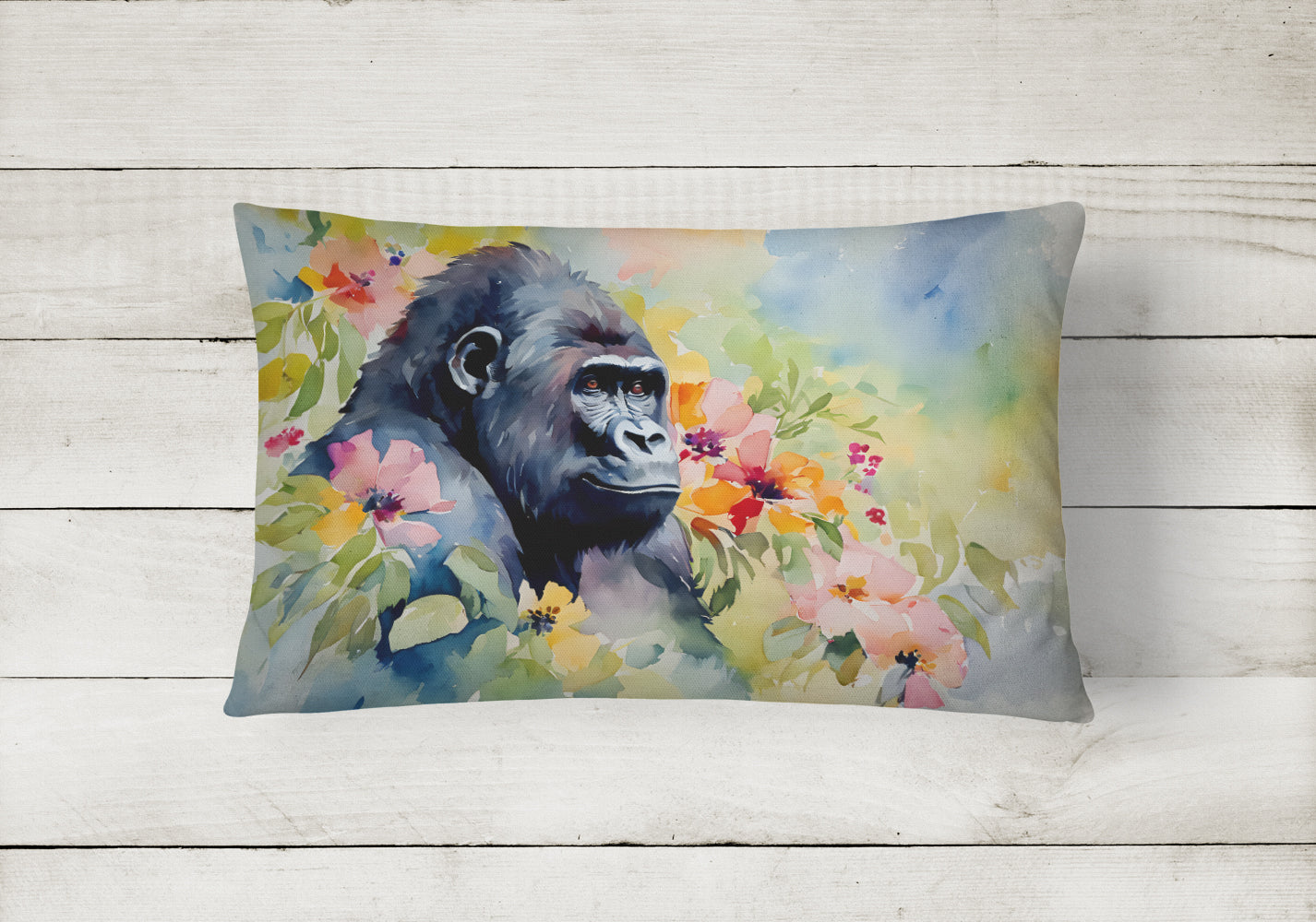 Gorilla Decorative Throw Pillow 12x16 Indoor Outdoor Accent Cushion, Fabric Cover with Insert for Sofa, Bed, Porch & Living Room