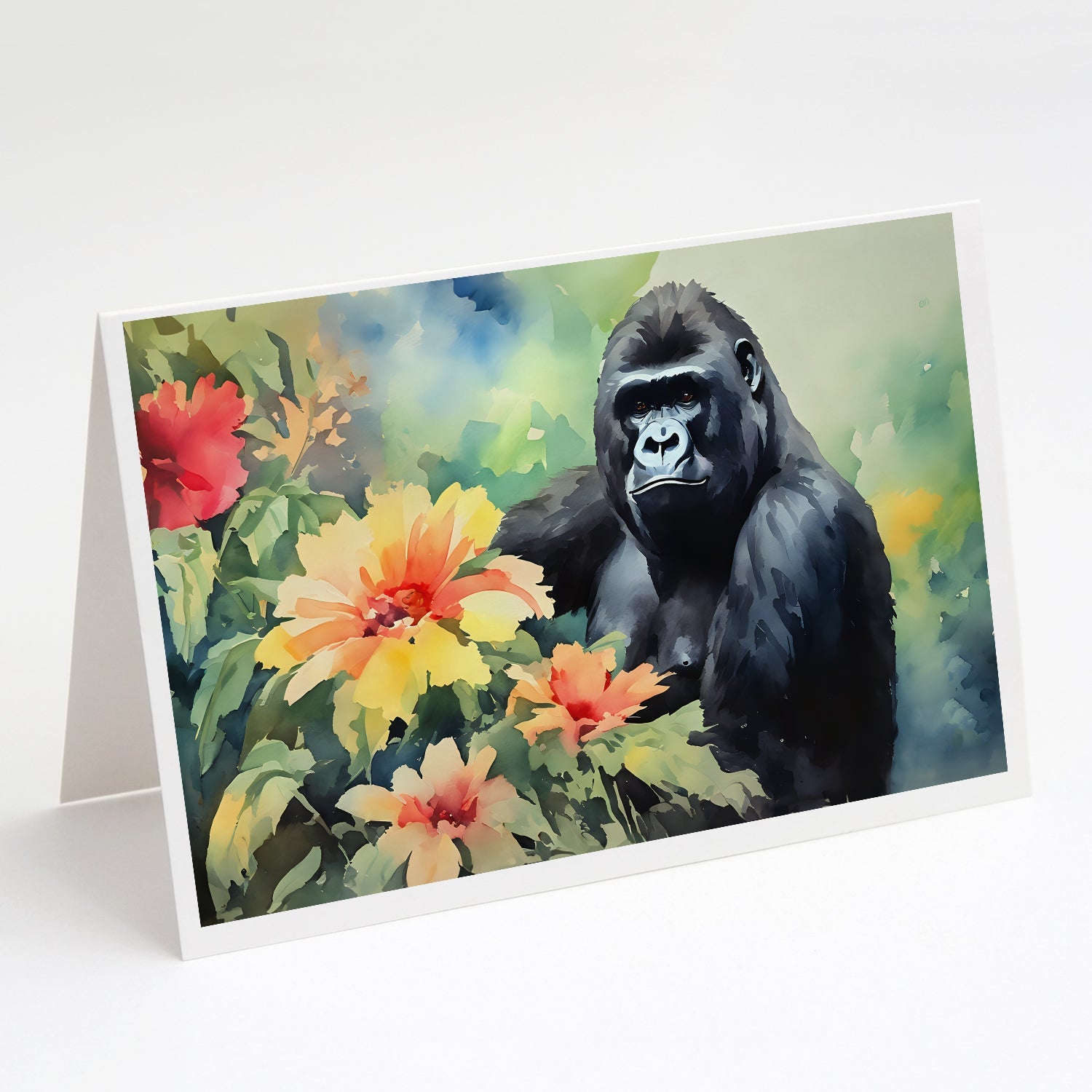 Gorilla Greeting Cards Pack of 8 Blank Cards with Envelopes Whimsical A7 Size 5x7