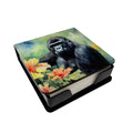 Gorilla PU Leather Note Paper Holder with Artist-Designed Cover, Desk Accessory, Office Gift
