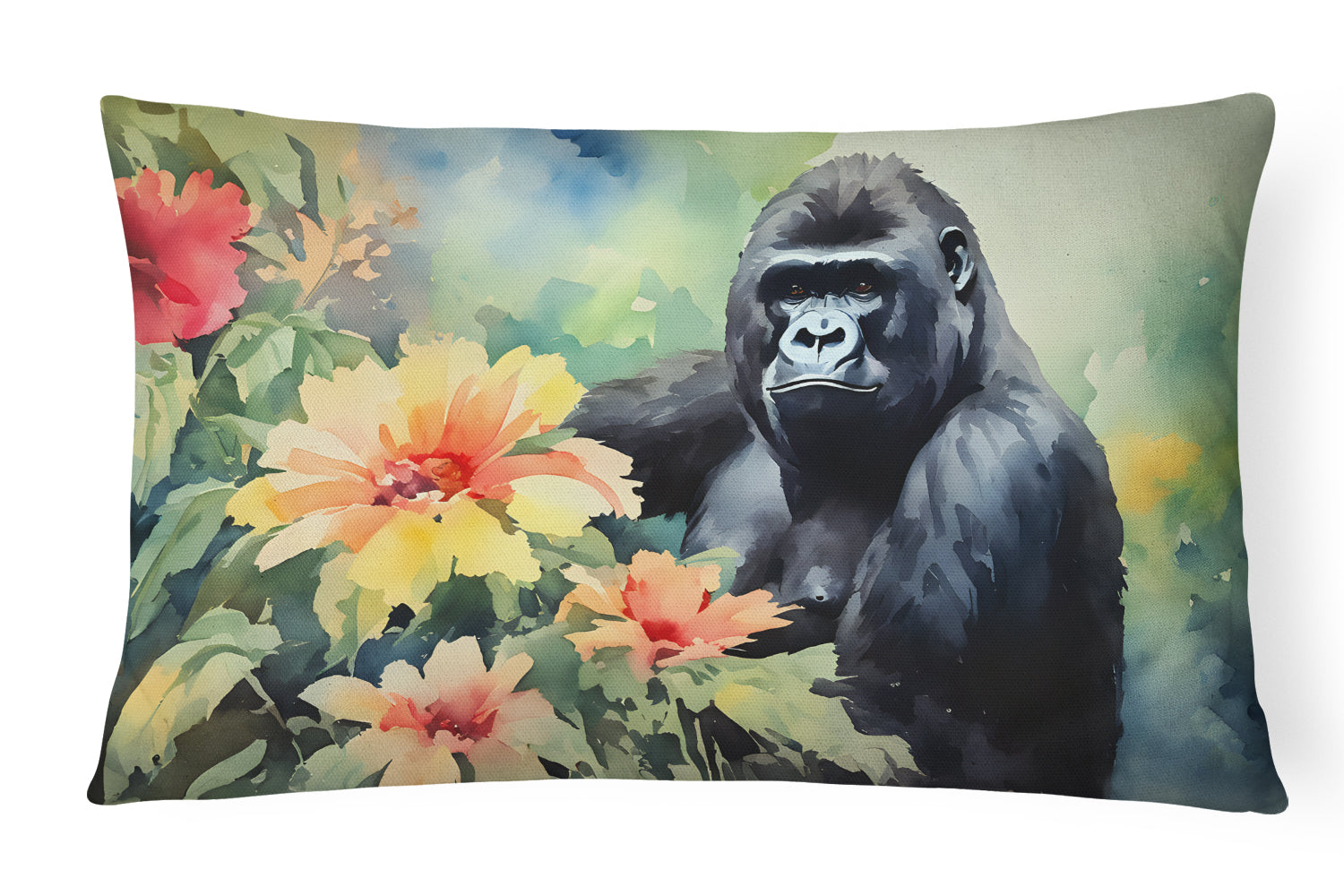 Gorilla Decorative Throw Pillow 12x16 Indoor Outdoor Accent Cushion, Fabric Cover with Insert for Sofa, Bed, Porch & Living Room