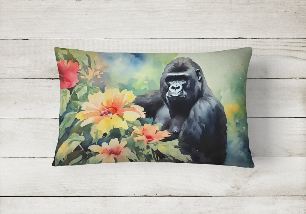 Gorilla Decorative Throw Pillow 12x16 Indoor Outdoor Accent Cushion, Fabric Cover with Insert for Sofa, Bed, Porch & Living Room