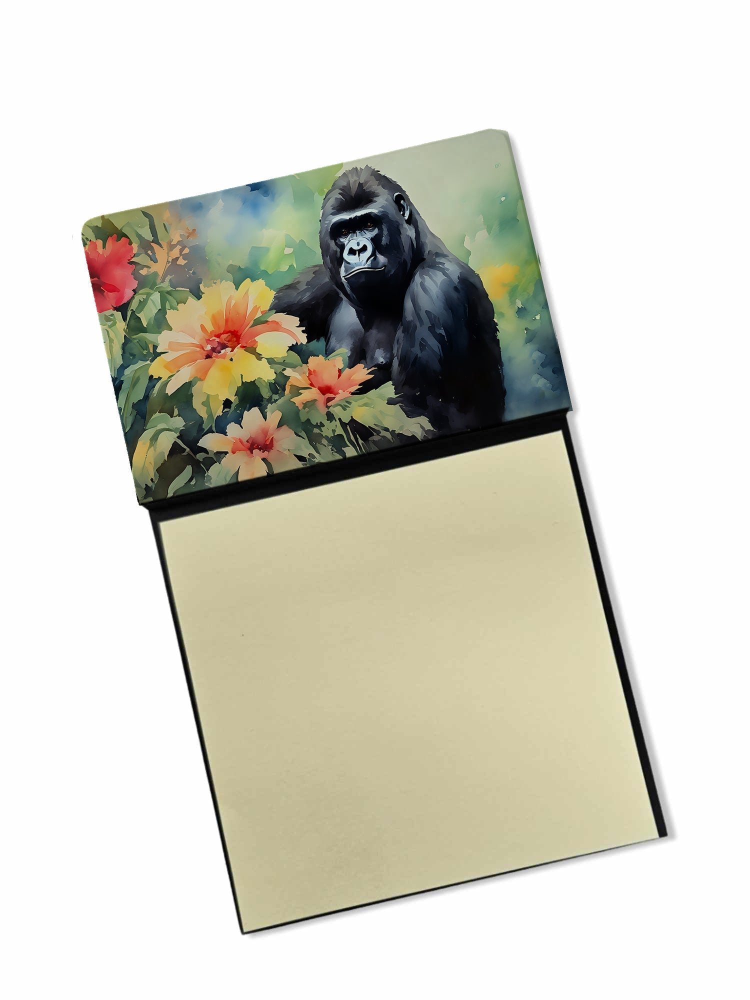 Gorilla Watercolor Sticky Note Holder Refillable Dispenser Desk Accessory 3x3 Pad Gift