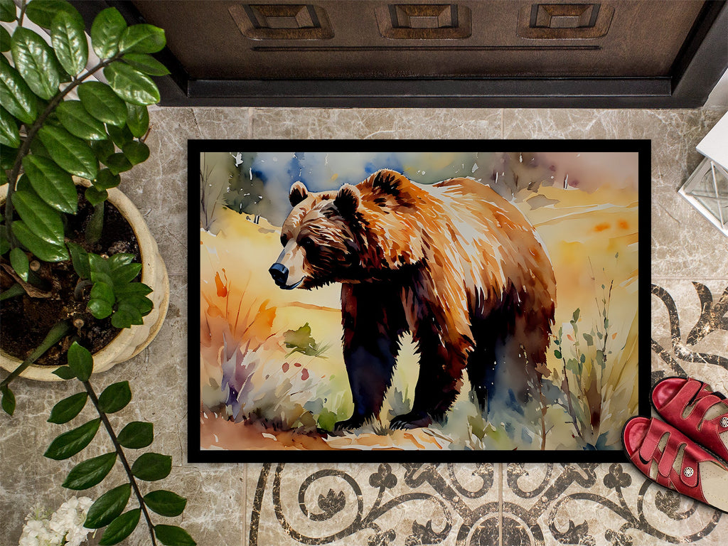 Grizzly Bear Doormat Indoor Outdoor 24H X 36W Front Door Mat Rugs for Entryway, Non Slip Washable Low Pile,