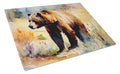 Grizzly Bear Cutting Board Tempered Glass Kitchen Cutting Surface, Heat Resistant Chopping, Non-Slip Feet, Food Prep & Serving