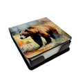 Grizzly Bear PU Leather Note Paper Holder with Artist-Designed Cover, Desk Accessory, Office Gift