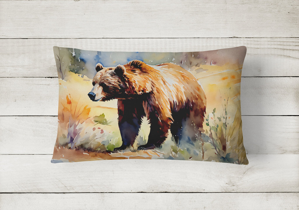 Grizzly Bear Decorative Throw Pillow 12x16 Indoor Outdoor Accent Cushion, Fabric Cover with Insert for Sofa, Bed, Porch & Living Room