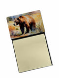 Grizzly Bear Watercolor Sticky Note Holder Refillable Dispenser Desk Accessory 3x3 Pad Gift