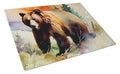 Grizzly Bear Cutting Board Tempered Glass Kitchen Cutting Surface, Heat Resistant Chopping, Non-Slip Feet, Food Prep & Serving